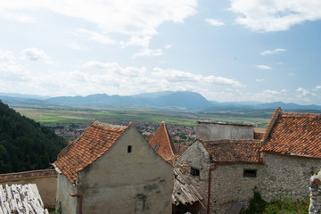 Houses from the triangular tower, Rasnov Citadel, Brasov, Romania
