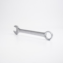 Wrench, tool, spanner, isolated, metal, steel, chrome, equipment, white, work
