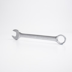 Wrench, tool, spanner, isolated, metal, steel, chrome, equipment, white, work
