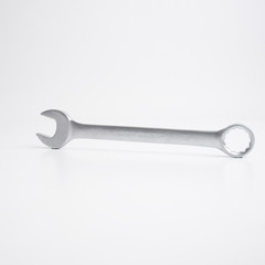 Wrench, tool, spanner, isolated, metal, steel, chrome, equipment, white, work
