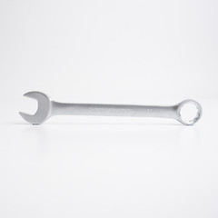 Wrench, tool, spanner, isolated, metal, steel, chrome, equipment, white, work
