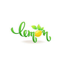 Lemon, lettering composition for your citrus juice logo, label, emblem