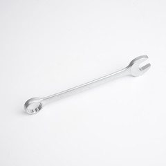 Wrench, tool, spanner, isolated, metal, steel, chrome, equipment, white, work
