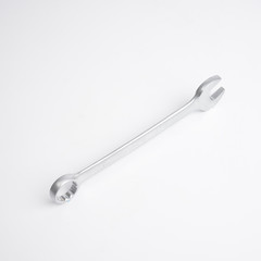 Wrench, tool, spanner, isolated, metal, steel, chrome, equipment, white, work
