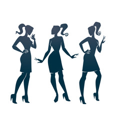 vector collection of fashionable girl silhouettes