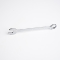 Wrench, tool, spanner, isolated, metal, steel, chrome, equipment, white, work
