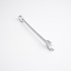 Wrench, tool, spanner, isolated, metal, steel, chrome, equipment, white, work
