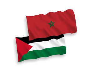 Flags of Morocco and Palestine on a white background
