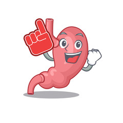 Human stomatch presented in cartoon character design with Foam finger