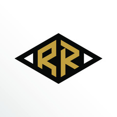 Initial Letter RR Geometric Abstract Diamond Shape Logo Design