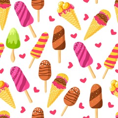 Ice cream of different types, chocolate and gelato