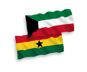 Flags of Ghana and Kuwait on a white background