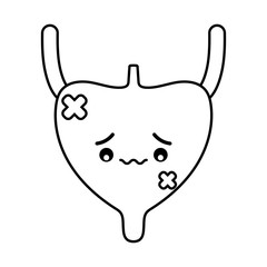 bladder cartoon line style icon vector design