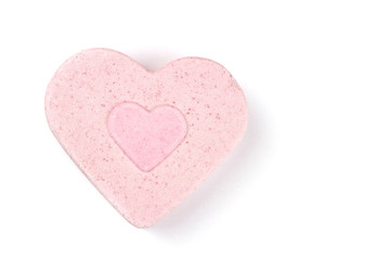 bath bomb pink, hand made isolated on white