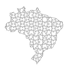 Brazil map from black pattern from composed puzzles. Vector illustration.