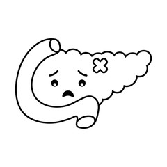 pancreas cartoon line style icon vector design