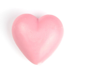 soap-heart pink, hand made isolated on white