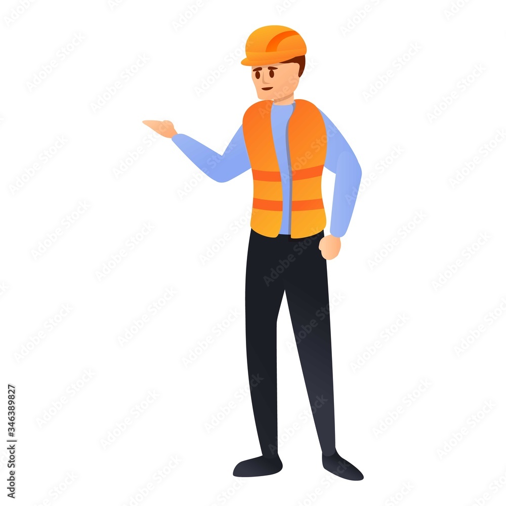 Poster builder icon. cartoon of builder vector icon for web design isolated on white background