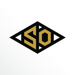 Initial Letter SO Geometric Abstract Diamond Shape Logo Design