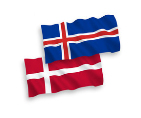 Flags of Denmark and Iceland on a white background