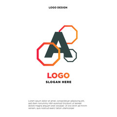 the letter logo A. with the shape of a hexagon.template modern.isolated white. business logos, for companies and graphic design. illustration vector