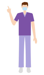 医療・介護の現場で働くマスクの男性 イラスト