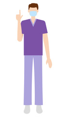 医療・介護の現場で働くマスクの男性 イラスト