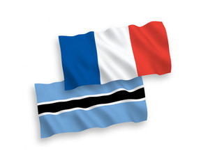 Flags of France and Botswana on a white background