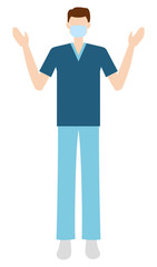 医療・介護の現場で働くマスクの男性 イラスト