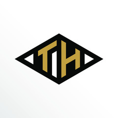 Initial Letter TH Geometric Abstract Diamond Shape Logo Design
