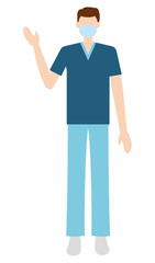 医療・介護の現場で働くマスクの男性 イラスト