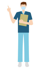 医療・介護の現場で働くマスクの男性 イラスト