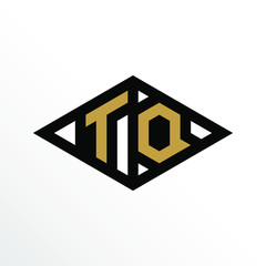 Initial Letter TQ Geometric Abstract Diamond Shape Logo Design