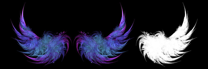 Gradient blue wings in the dark with white clipping mask