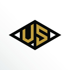 Initial Letter VS Geometric Abstract Diamond Shape Logo Design