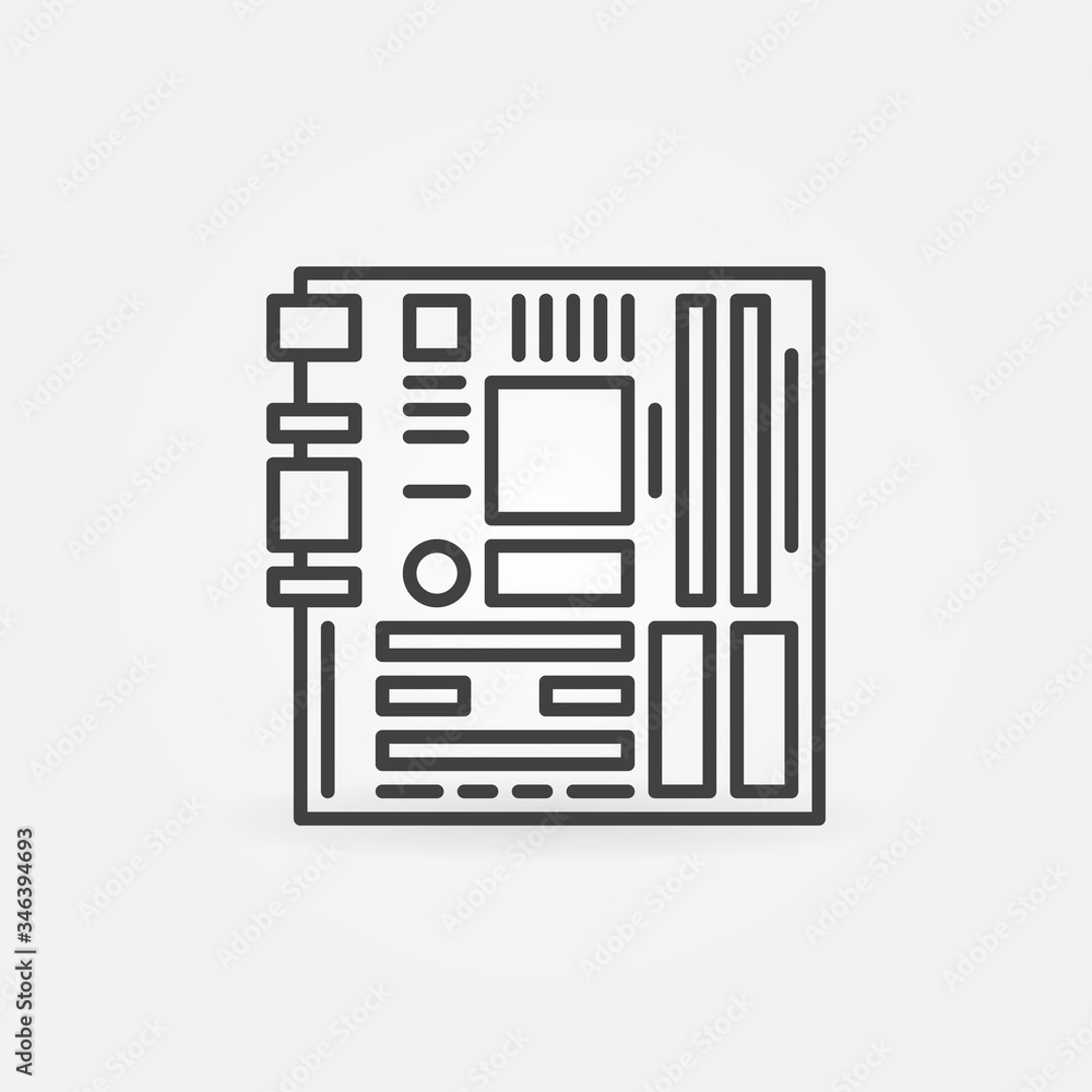 Poster computer motherboard outline vector concept icon or design element