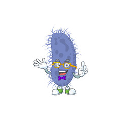 Cartoon character design of Geek salmonella typhiwearing weird glasses