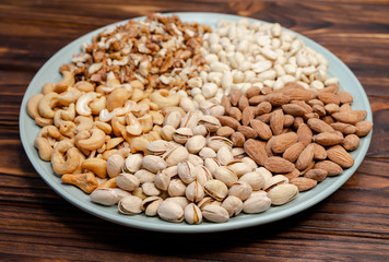 Natural background made from different kinds of nuts.