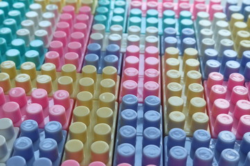 Mixed colored bricks assembled properly