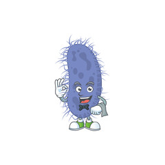 A salmonella typhi waiter cartoon character ready to serve