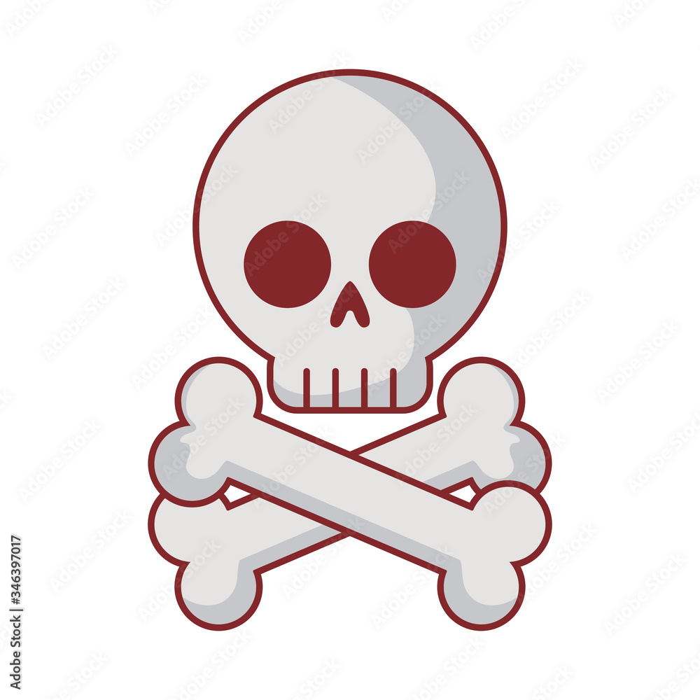 Sticker Skull flat style icon vector design