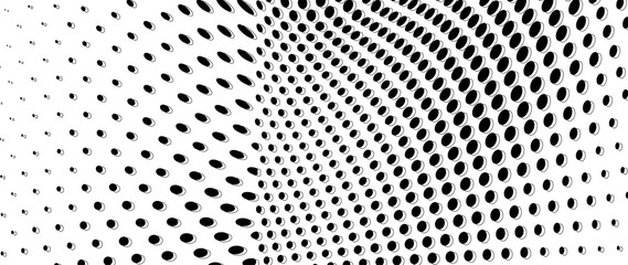 Halftone wave texture. A chaotic pattern of dots. Template for printing on fabric, posters, business cards. Monochrome pattern