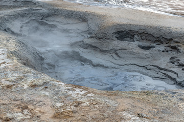 Mud Pots in the Hverir Geothermal Area, Iceland