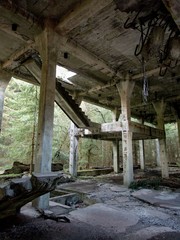 Fototapeta na wymiar ruin of an old tin mine in ore mountains in czech republic