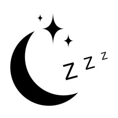 icon sleep sign sleeping moon with stars, vector symbol sleeping zzz night sleep health sign