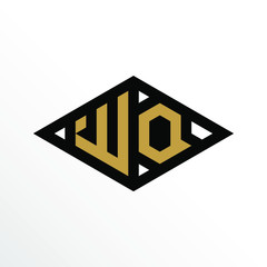 Initial Letter WQ Geometric Abstract Diamond Shape Logo Design