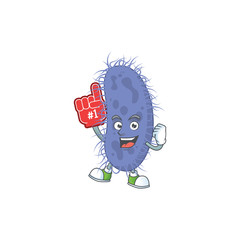 Cartoon character concept of salmonella typhi holding red foam finger