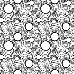 Abstract seamless patterns. Simple curved line drawn by hand. Imitation of waves, landscape, 3D effect, optical illusion. Design for wallpaper, fabric, textile, sites, labels.
