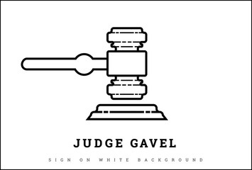 Judge gavel logo in on a white background.