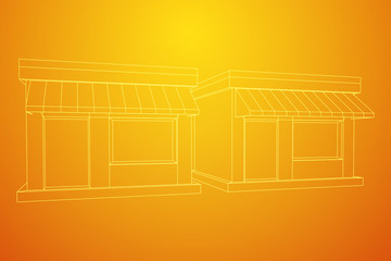 Shop market stores. Small business concept. Wireframe low poly mesh vector illustration.